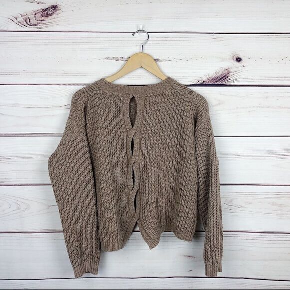 Hippie Rose Nutmeg Twisted Back Knitted Sweater Sz L - Picture 5 of 7